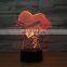 Love Heart 3D Illusion Night Lamps Romantic Valentine Gift 7 Colors Atmosphere Table Light for Lover Wedding Anniversary