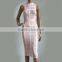 wholesale 2015 new pink khaki mesh sleeveless high neck cute sey women celebrity party prom bodycon knee-length bandage Dress