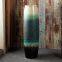 European Countryside Style Large Green Gradient Ceramic Floor Vase For Dry Flower Decor