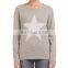 Hot selling star design knitted cashmere sweater for women crewneck sweater