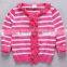 Stripes sleeves sweater 100% cotton yarn Knit girl cardigan for spring