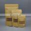 Doypack Resealable Ziplock Brown Kraft Paper Standing Up Pouches Zipper Packaging Sealing Bags With Clear Oval Round Window