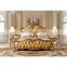 Luxury antique hand carved bed Top quality Europe style bedroom furniture classical villa gold bed