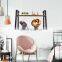 modern decorative curved stock detachable foldable black iron MDF wood wall shelf rack art decor for living room
