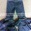 Wholesale Baby girls boutique cotton jeans kids denim ruffle pants new style