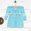 Wholesale Autumn baby girls blue evening dress with long sleeves and Pink button