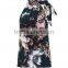 Lady's silk crep de chin digital print sleeveless fashion top with neck band