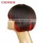new arrival virgin mongolian hair wig, cheap red bob synthetic wig with fringe