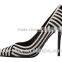 Hot sale zebra-stripe lady sandals pointed toe with good quality cozy dress shoes