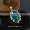 2016 Gold plated Fashion jewelry manufacturers 18K gold plated ocean blue chalcedony marquise necklace pendant for women