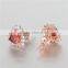 2016 New Design Red Cz Pave 925 Sterling Silver Heart Shaped Sted Earrings
