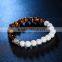 White natural stone colourful crystal with silver beads pendant bracelet green