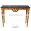 Square marble top handmade baroque corner console table