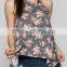 Womens blouses 95% RAYON 5% SPANDEX FLORAL PRINT HALTER TOP