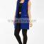 100% Polyester Sleeveless Jacket New Style Royal Blue Crepe Body Fitted Stylish Jacket For Office Work Clothing