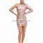 New Fashion Design Hot Sale One Shoulder Elegant Maxi Gold Sequin Mini Dresses Cocktail Dress