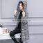 2016 Winter Ladies Black Long Plaid Wool Coat for Women and ladies