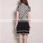 latest striped blouse and double layer skirt casual Suit For Woman With Skirt