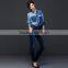 hot sale women denim shirt with pocket and block fashion design hot sale