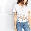 Girls floral cutwork and embroidered hem t shirts