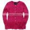 latest children girls cable knit ruffle buttom down long cardigan sweater
