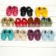 Soft rubber sole cute baby orthopedic shoes baby leather moccasins with bow
