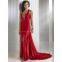 High quality light satin material beaded lady formal evenig dress custom made