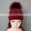 Top quality wool blend girls hat knitted adults bling bling hats