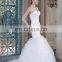 New Collected Simple Pleated Lace Up Strapless Organza Ruffled Skirt  Wedding Dress