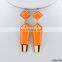Orange pencil stub earrings fashion gold dangle earrings