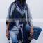 High Collar Dyed Plus Size Fringe Women Loose poncho sweater