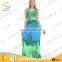 customize accept one piece fashion design green grass print cocktail dress for fat women