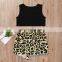 Baby Girls Clothes Sets Letter Sleeveless Vest Tops+Leopard Patchwork Skirts Summer Clothing Set
