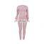 Casual Women Long Sleeves Back Zippers Bodysuit Skinny Raised Lines Pattern Outdoor Wear Stacked Jumpsuits