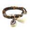 druzy charm natural stone beads wrap bracelet for women