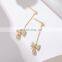S925 sterling silver new bow asymmetrical long tassel earrings