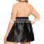 Women's 5XL Lingerie Sexy Keyhole Hanging Neck Lace Satin Nightdress Halter Pajamas plus size jumpsuits