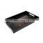 Black Acrylic Serving Tray Plastic Large Vanity Tray Coffee Table Tray with Handles