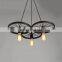 Black And Rust Brass Wheel Style Lamp LED Pendant Light Iron Ceiling Lamp