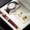 Sinobi Business Watch Gift Box Set S9813G 3PCS Husband Luxury Gift Set Men Watch Pen Sleeve Button  Watch Set