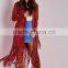 2015 Women Winter Long Sleeve Long Fringe Faux Suede Trench Coat
