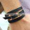 Fashion design charm custom bracelet mens leather bracelet for men