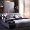 new design fabric bed with tv in footboard bed with bookcase and coffee table