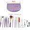 Stylish delicate purple 18pieces nail manicure set,cute manicure brush set