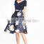 2016 Latest Design A-Line Short Sleeve Dress With Plant Printed