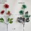 new High quality multi-color artificial glitter flowers and leaf branches christmas spray for christmas decorations