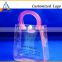 shiny transparent handle pvc gift bag with the button