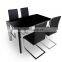 DT-2014 Modern Black Dining Table With Glass Top