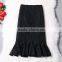 2016 Summer Elegant Sexy Lady See Through Midi Skirts High Waist Ruffle Slim Black Lace Women Skirt