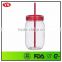 PS plastic type 720 ml jar mason with straw and flat lid